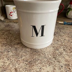 NWT initial M utensil holder crock.